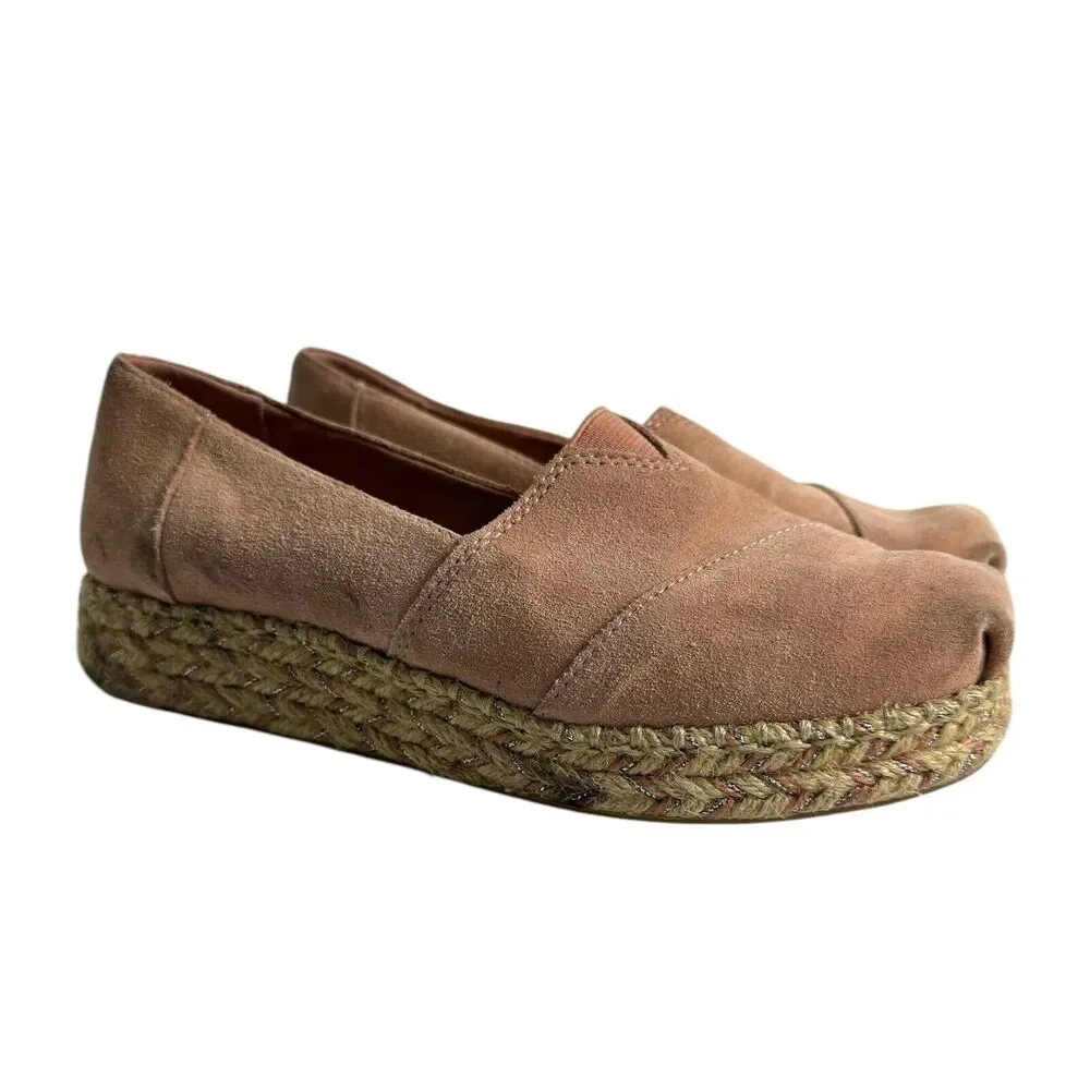 Toms Womans Shoes Pink Suede Rope Boho Loafer Slide Comfort Barbie Size‎ 6 SU